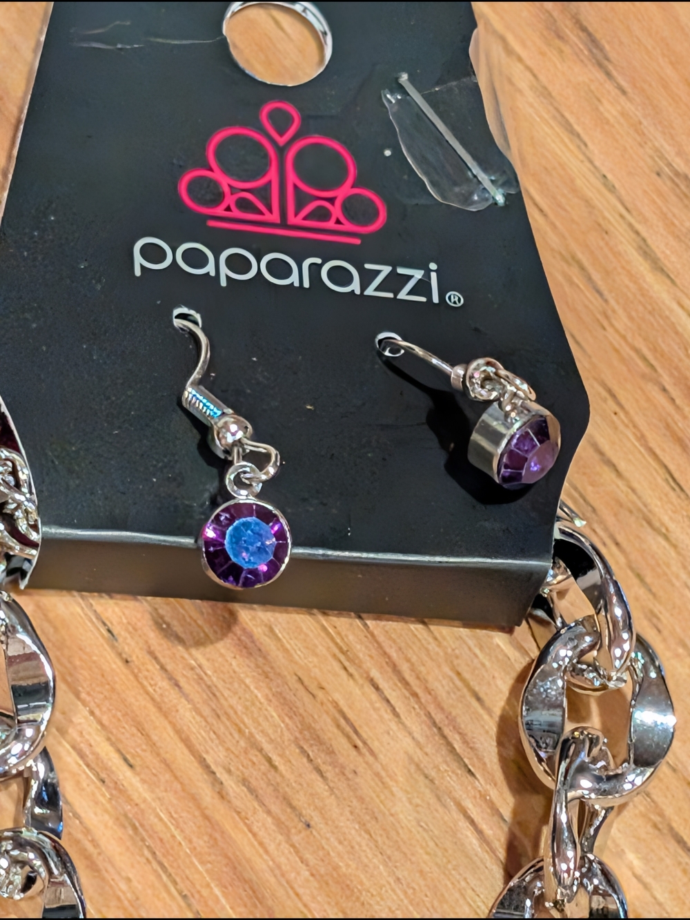 Purple Teardrop Crystal Pendant Necklace And Bracelet - Picture 3 of 3
